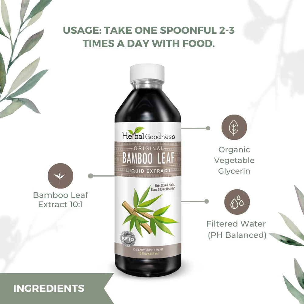 Herbal Goodness natural ingredients panel showcases silica-rich bamboo.