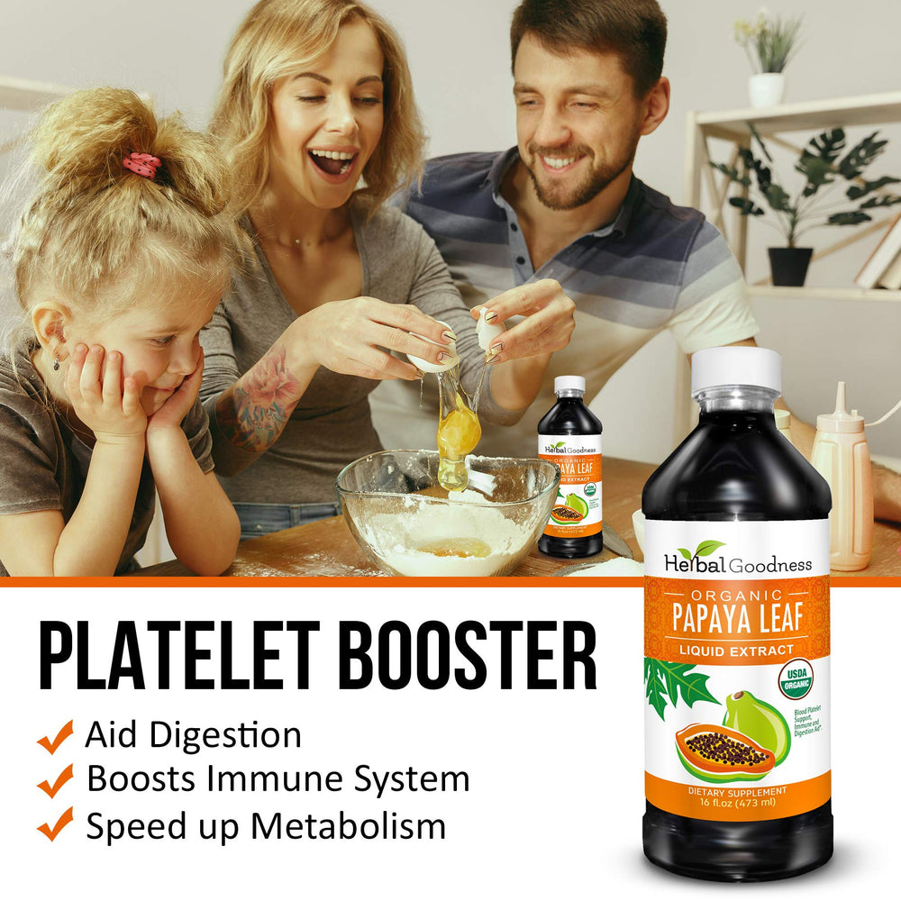 Ingredient panel on Herbal Goodness papaya leaf extract bottle