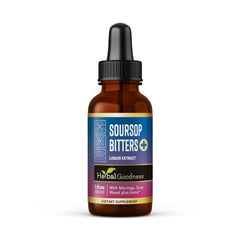 Herbal Goodness Soursop Bitters drops bottle front signaling natural detox support
