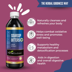 Herbal Goodness Soursop dosage instructions card, simple daily use guide.