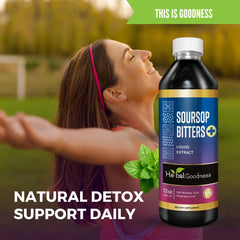 Herbal Goodness Soursop leaves close-up, illustrating plant-based detox support.