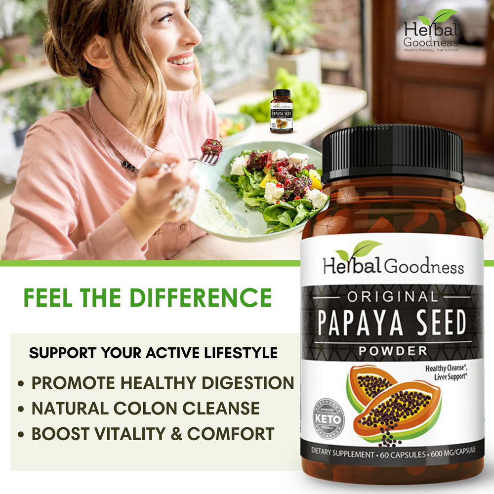 Herbal Goodness bottle with USDA Organic seal indicating purity.