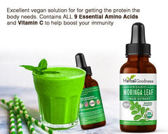Herbal Papaya Moringa Extract Liquid Drops added to juice for a convenient pick-me-up.