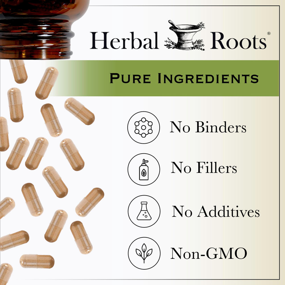 Herbal Roots Ashwagandha Capsules packaging box showcasing quality.