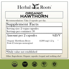 Herbal Roots Hawthorn capsules for daily heart support