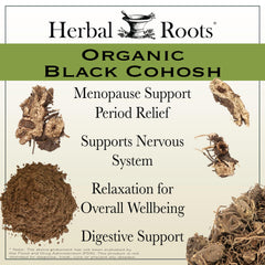 Herbal Roots USDA organic seal on Black Cohosh packaging.