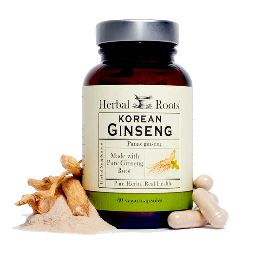 Herbal Roots Panax Ginseng Powder bottle for energy support