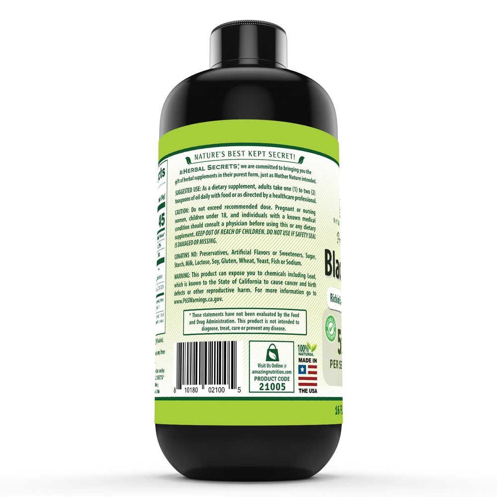 Herbal Secrets Black Seed Oil pour serving ready for convenient daily intake