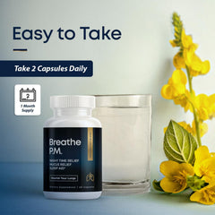 BREATHE PM capsules in hand for a simple nightly routine