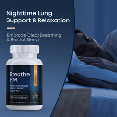 BREATHE PM key ingredients chart including peppermint thyme and mullein