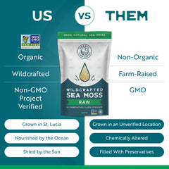 Herbal Vineyards Gold Sea Moss in salad bowl, plant-based boost