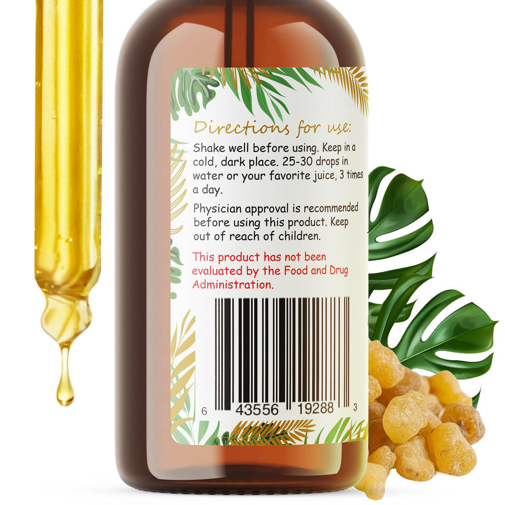 Herbal Wellness Hawaii frankincense liquid extract drops on glass for beverages