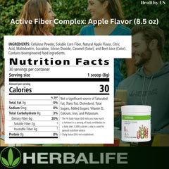 Herbalife Active Fiber Complex Apple Flavor powder being poured into a glass