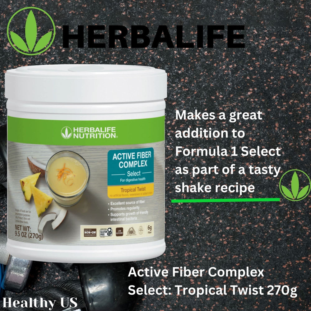 Herbalife Tropical Twist shake in a glass with a fiber boost