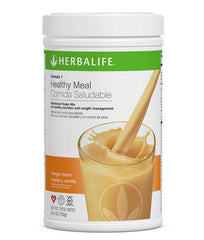 Herbalife Formula 1 Orange Cream bottle, a convenient meal replacement for busy mornings.