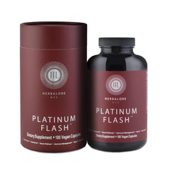 Herbalore Platinum Flash label front; vegan formula for hormonal balance.