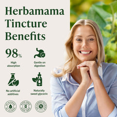 HERBAMAMA Ashwagandha Drops mood-relaxation scene in home office setting.