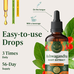HERBAMAMA Ashwagandha Drops vegan label close-up with gluten-free and non-GMO indicators.