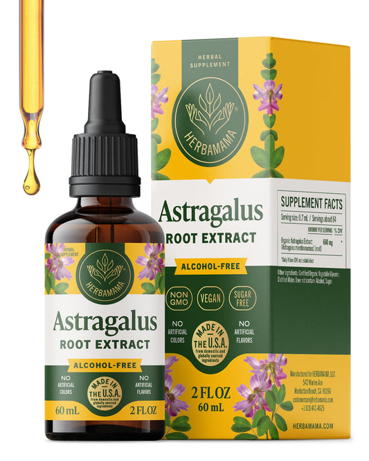 HERBAMAMA Astragalus Drops bottle front highlighting gentle immune support