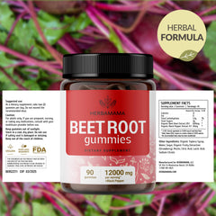 HERBAMAMA beet root gummies on-the-go pack for quick supplementation.