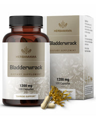 HERBAMAMA bladderwrack capsules close-up showing a simple two-ingredient formula for daily wellness
