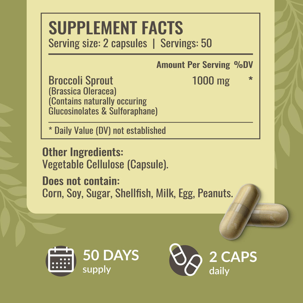 HERBAMAMA broccoli sprouts capsules label packaging highlights vegan non-GMO claims