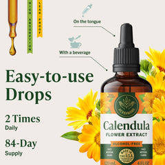 HERBAMAMA Calendula tincture on tongue for fast absorption.