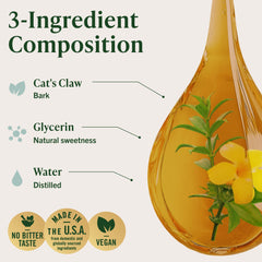 Herbamama Cats Claw tincture label closeup confirms alcohol-free vegan ingredients