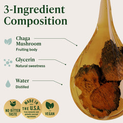 HERBAMAMA Chaga liquid extract beside a cup of juice.