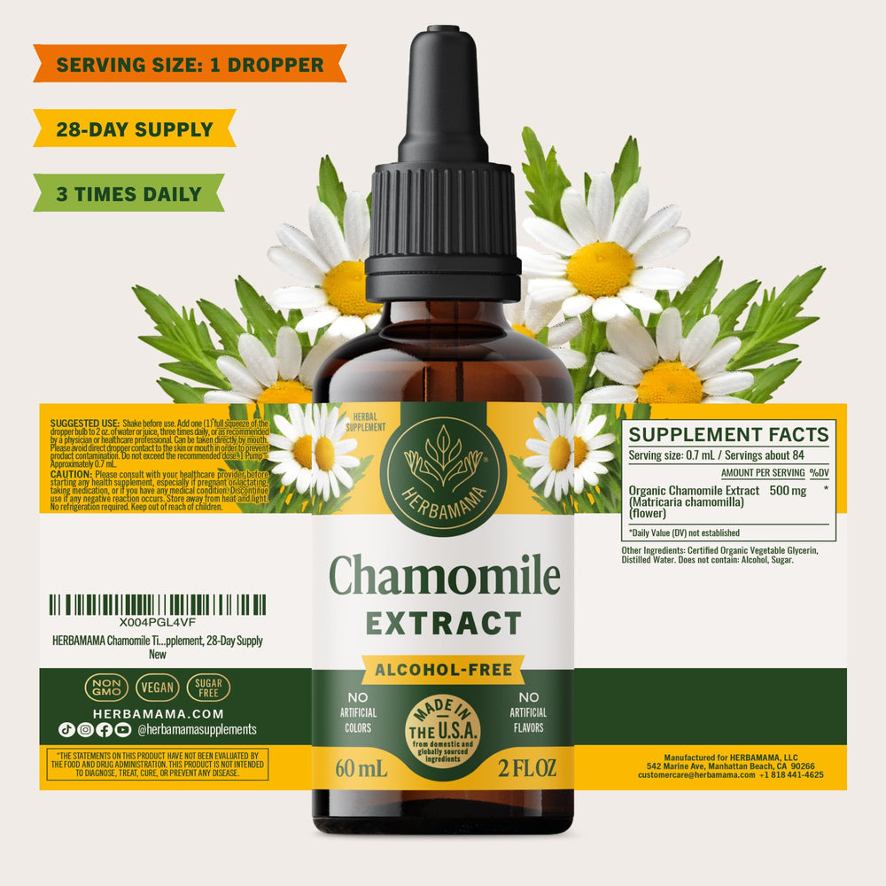 Branding close-up showing HERBAMAMA trusted vegan tincture