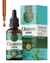 HERBAMAMA Cleavers leaf tincture bottle for gentle cleanse support.