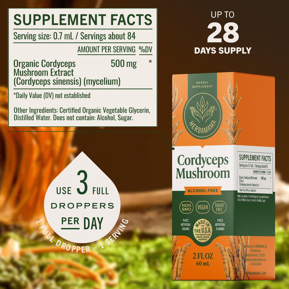 Glycerin, water, and Cordyceps ingredients in clear view.