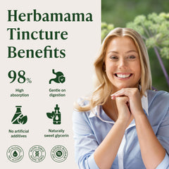 Herbamama tincture being added to water for a gentle daily dose.