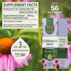 HERBAMAMA Echinacea tincture bottle pour reveals glycerin-based, alcohol-free formula.