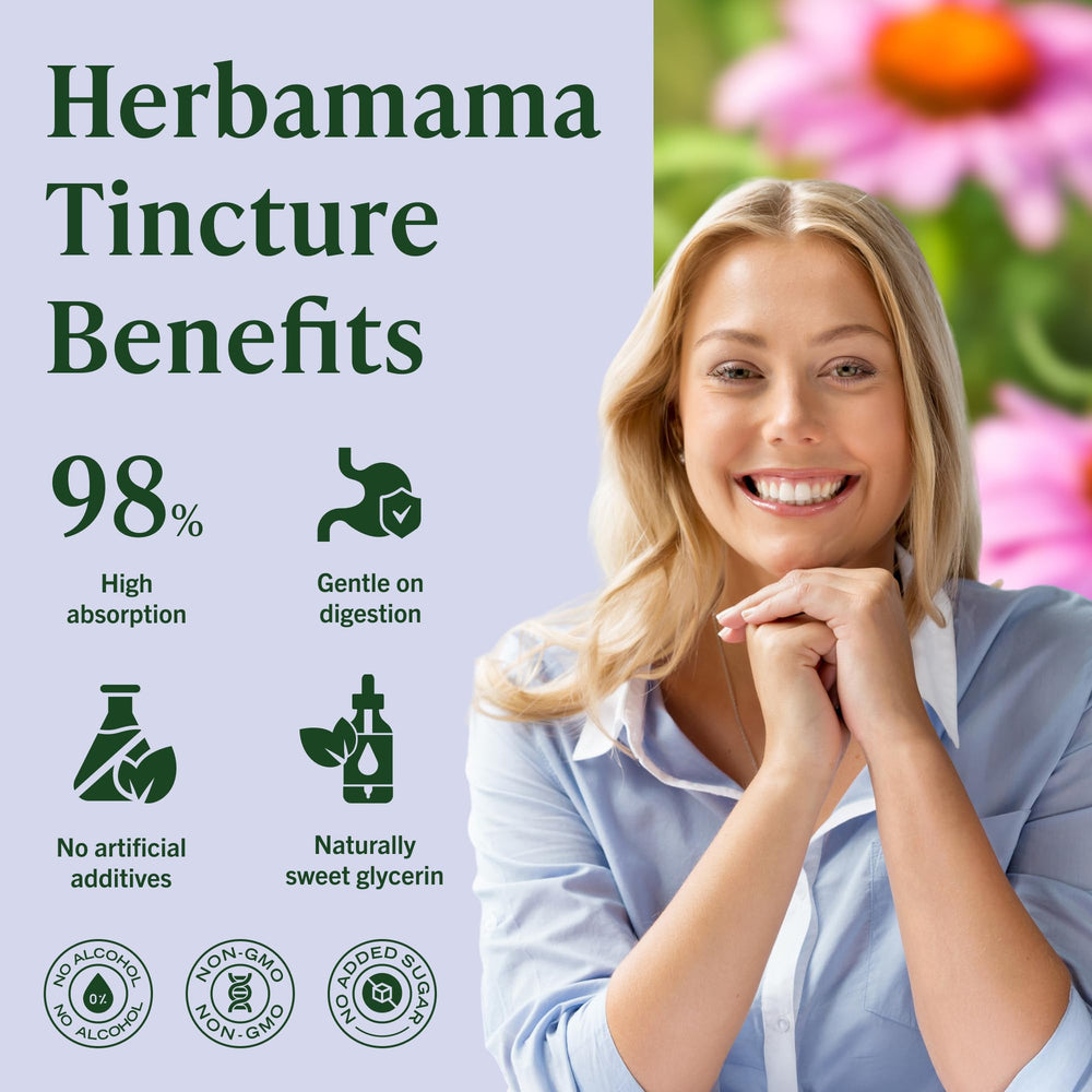 HERBAMAMA Echinacea tincture mixing into water or juice for smooth taste.