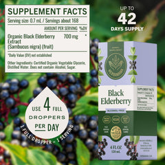 HERBAMAMA Elderberry liquid close-up reflects natural, non-GMO formula.