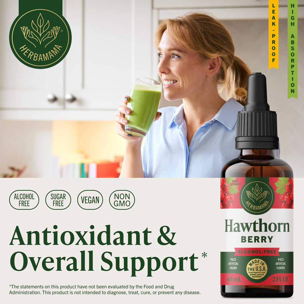 HERBAMAMA Hawthorn Berry Drops dropper releasing liquid for quick dosing