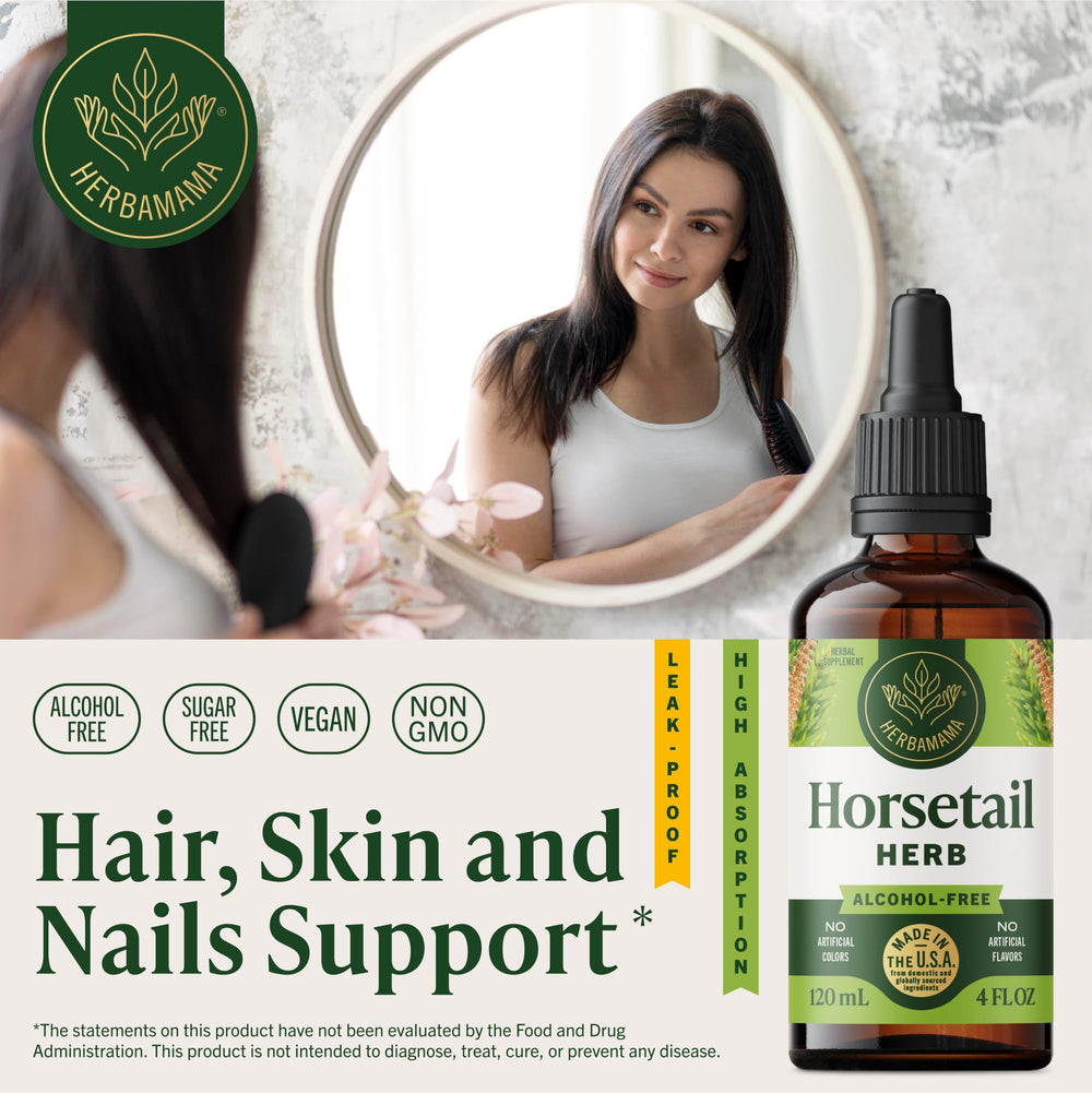 HERBAMAMA Horsetail Drops dropper releasing tincture for quick use