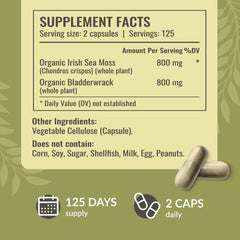 HERBAMAMA Irish Sea Moss capsules on table showing easy daily use.