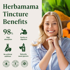 Ingredients panel for HERBAMAMA turmeric drops with turmeric and black pepper