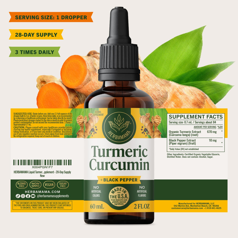 Under-tongue application of HERBAMAMA turmeric drops for quick delivery