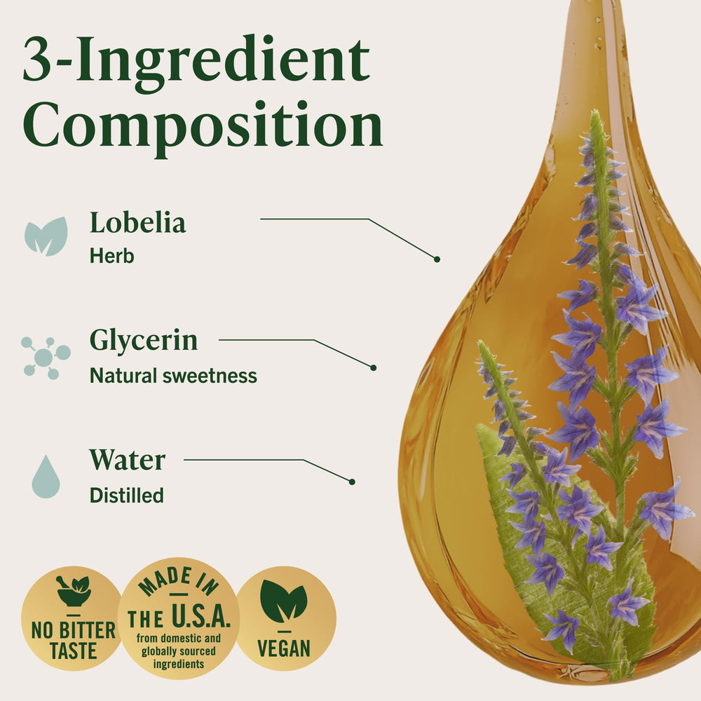 HERBAMAMA Lobelia tincture drops under the tongue for fast absorption.