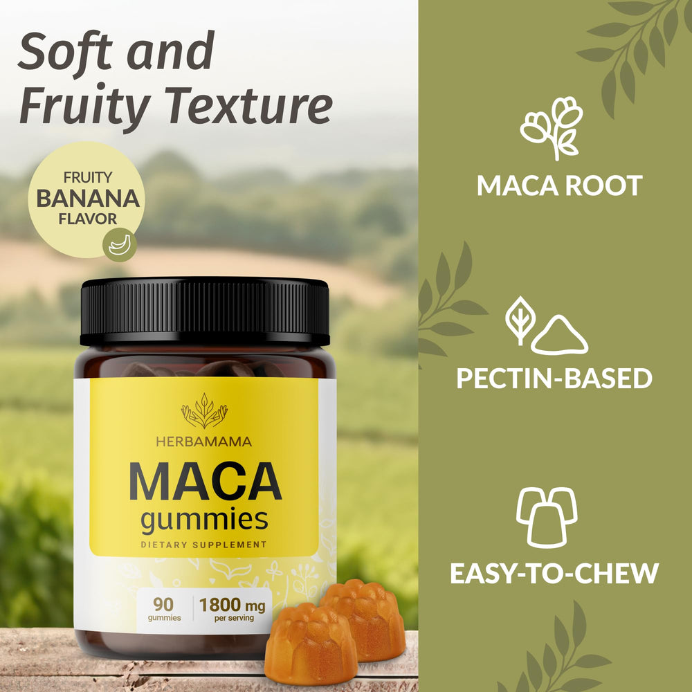 Ingredients beets closeup in HERBAMAMA Maca Root Gummies packaging, antioxidant-rich.