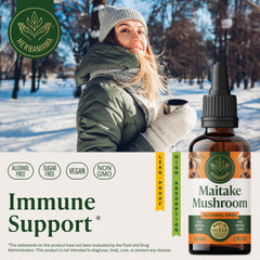 HERBAMAMA Maitake tincture drops added to water for easy daily use