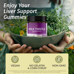 HERBAMAMA Milk Thistle gummies closeup highlighting soft texture and blueberry flavor