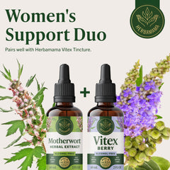 HERBAMAMA bottle on nightstand suggesting discreet wellness support.