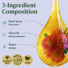 Herbamama Red Clover ingredients blend emphasizes plant-based simplicity: red clover, glycerin, water