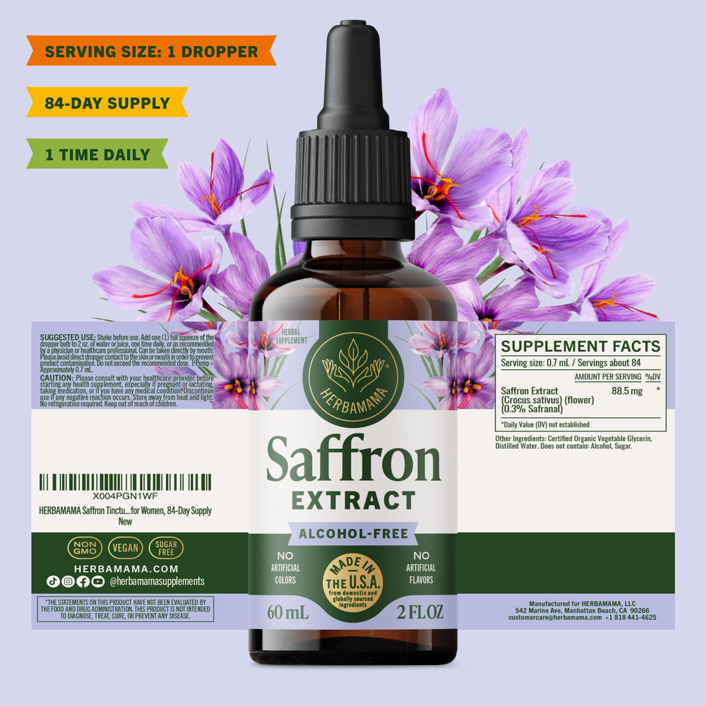 Amber bottle with vegan, non-GMO tincture branding and compact packaging.