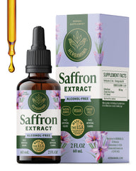 HERBAMAMA saffron tincture bottle for convenient mood support and antioxidant benefits.