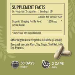 Herbamama nettle capsules label detail showing 1,200 mg nettle root.